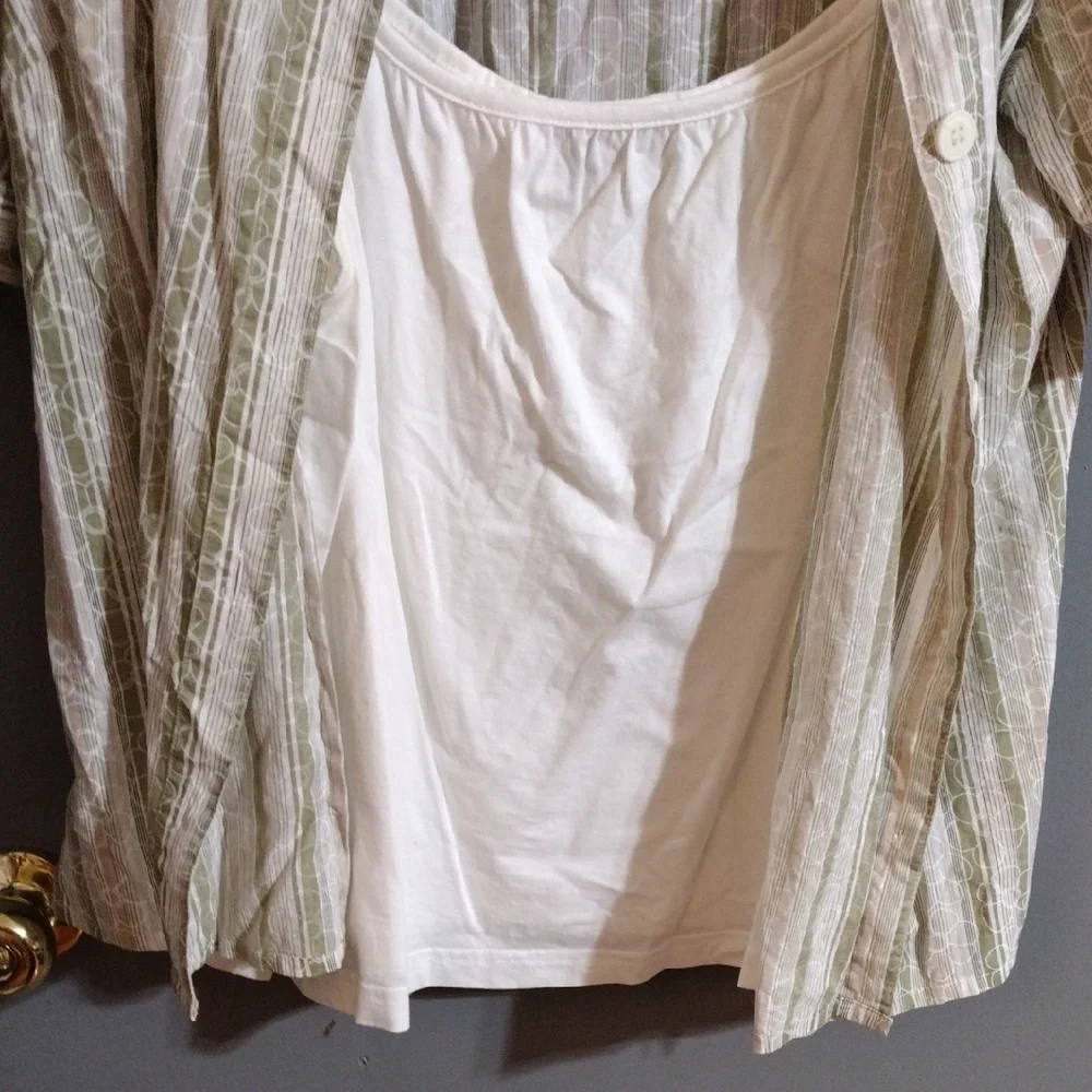 2/ For 8 Dollars Sale Mirage, Cozy And Chic Two Piece Green Striped Shirt - Picture 6 of 6